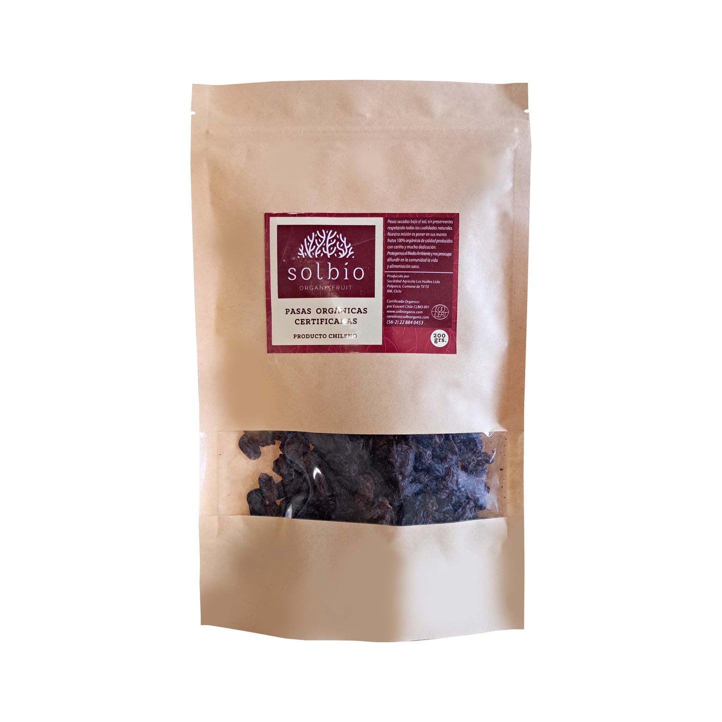 Pasas Orgánicas Solbiorganix 200 gr