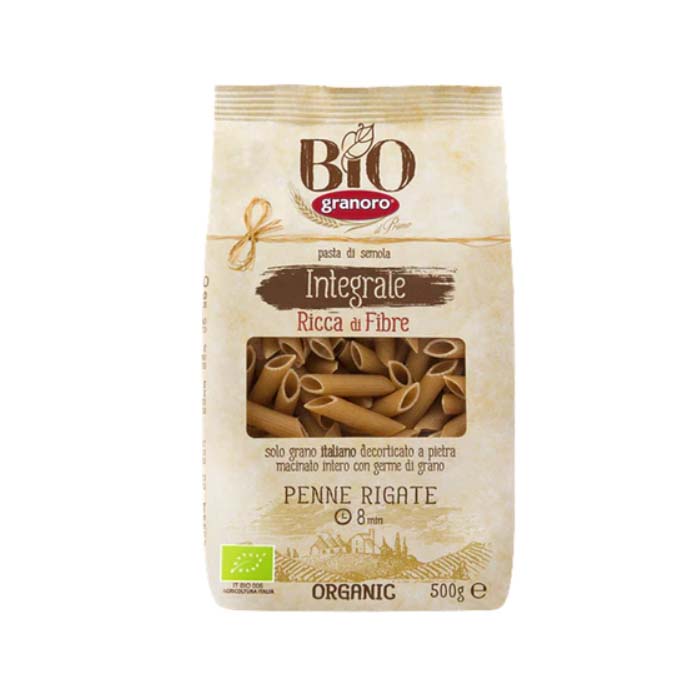 Pasta Penne Rigate (Plumas) Integral Orgánica Granoro 500 gr