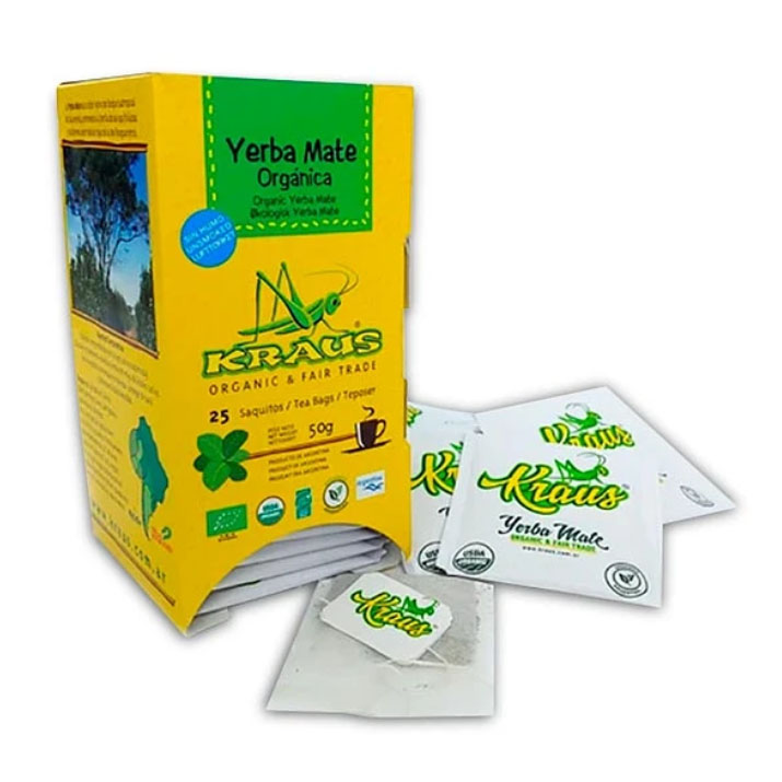 Té Yerba Mate Libre de humo Orgánico Kraus 25 sobres