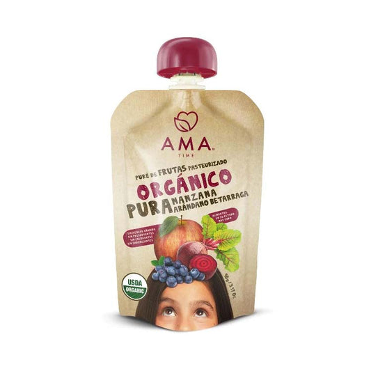 Puré Manzana Betarraga Arándano Orgánico Ama 90 gr