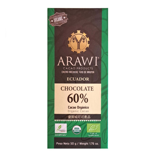 Chocolate Orgánico 60% Cacao Arawi 50 gr