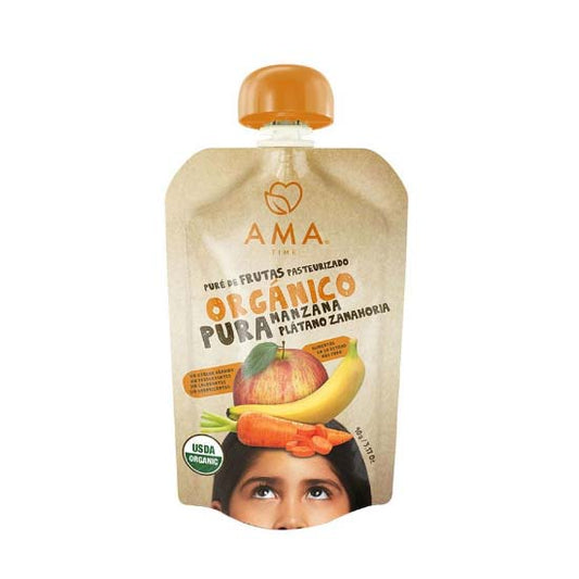 Puré Manzana Plátano Zanahoria Orgánico Ama 90 gr