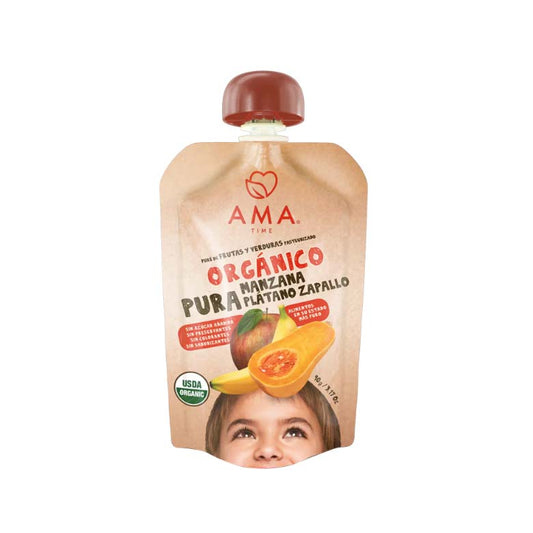 Puré Manzana Plátano Zapallo Orgánico Ama 90 gr